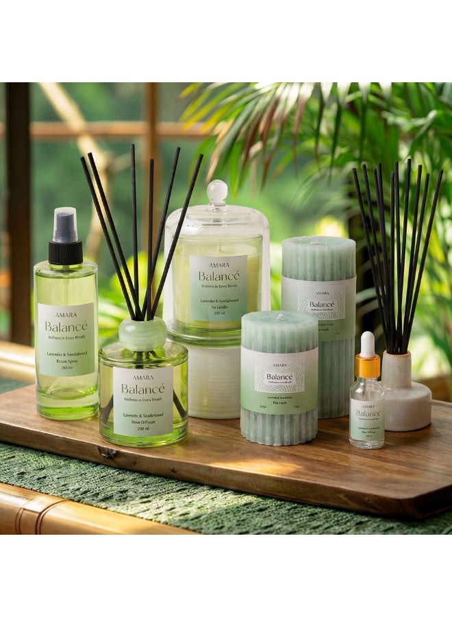 Amara Balance (300G) Lavender & Sandalwood Pillar Candle - Image 3