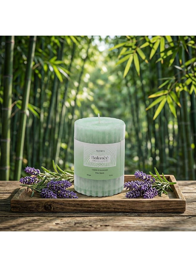Amara Balance (300G) Lavender & Sandalwood Pillar Candle - Image 1
