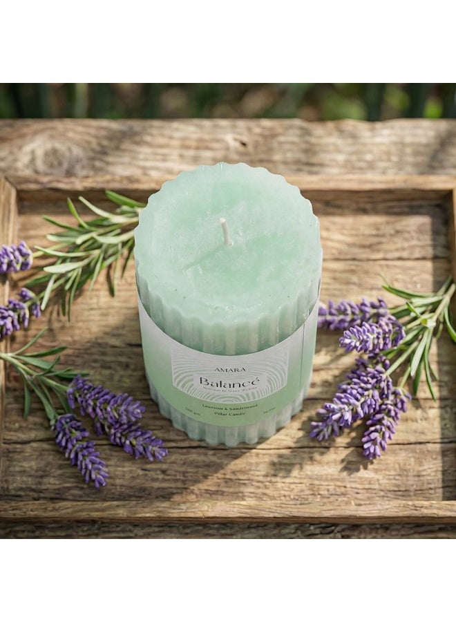 Amara Balance (300G) Lavender & Sandalwood Pillar Candle - Image 2