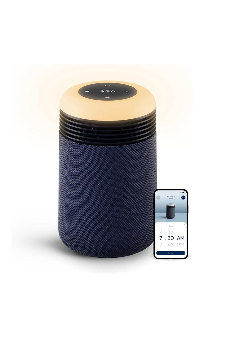 Blueair منقي هواء ميني رستفول مع ضوء استيقاظ، تقنية HEPASilent، تخصيص نوم ذكي، منبه شروق الشمس، تحكم عبر التطبيق وشحن USB-C، للغرف الصغيرة إلى المتوسطة (140–336 قدم مربع)، أزرق - Image 1