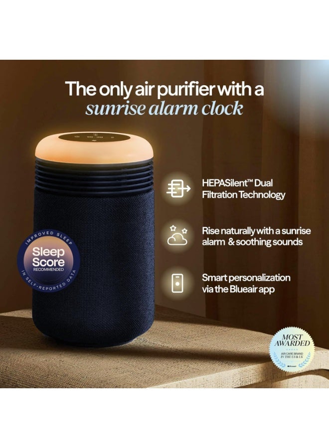 Blueair منقي هواء ميني رستفول مع ضوء استيقاظ، تقنية HEPASilent، تخصيص نوم ذكي، منبه شروق الشمس، تحكم عبر التطبيق وشحن USB-C، للغرف الصغيرة إلى المتوسطة (140–336 قدم مربع)، أزرق - Image 3