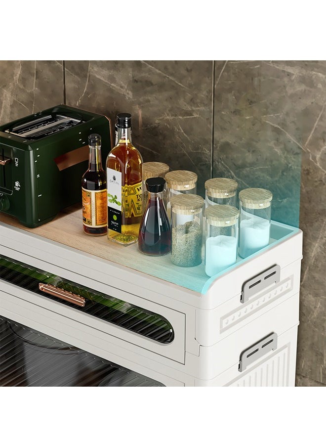 NKX - 2 Layers Foldable Flip Type Kitchen and Bathroom Cabinet with Wheels - Image 1