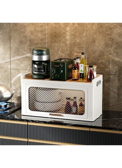 2 Layers Foldable Flip Type Kitchen and Bathroom Cabinet with Wheels