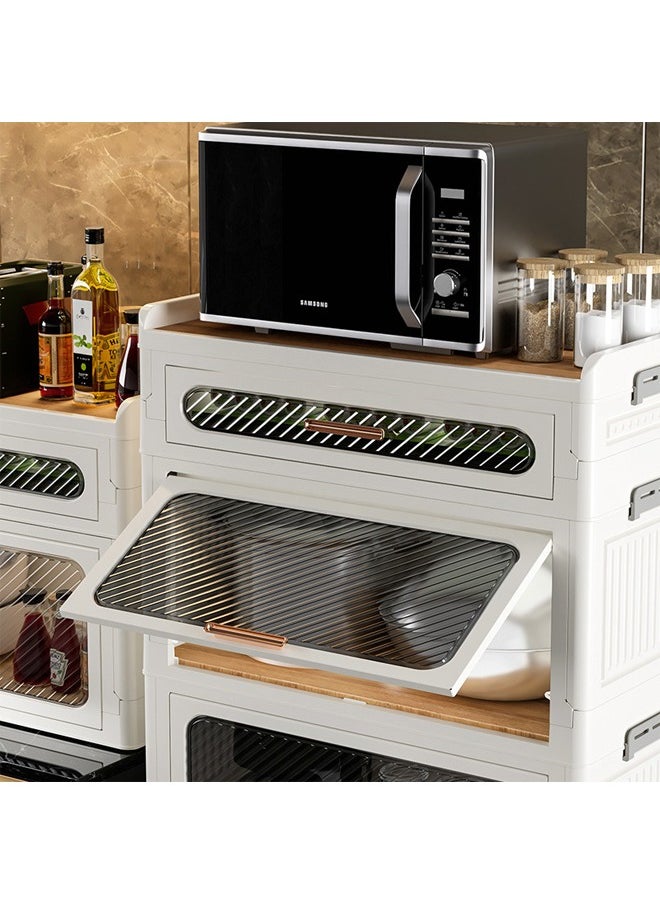 NKX - 2 Layers Foldable Flip Type Kitchen and Bathroom Cabinet with Wheels - Image 1