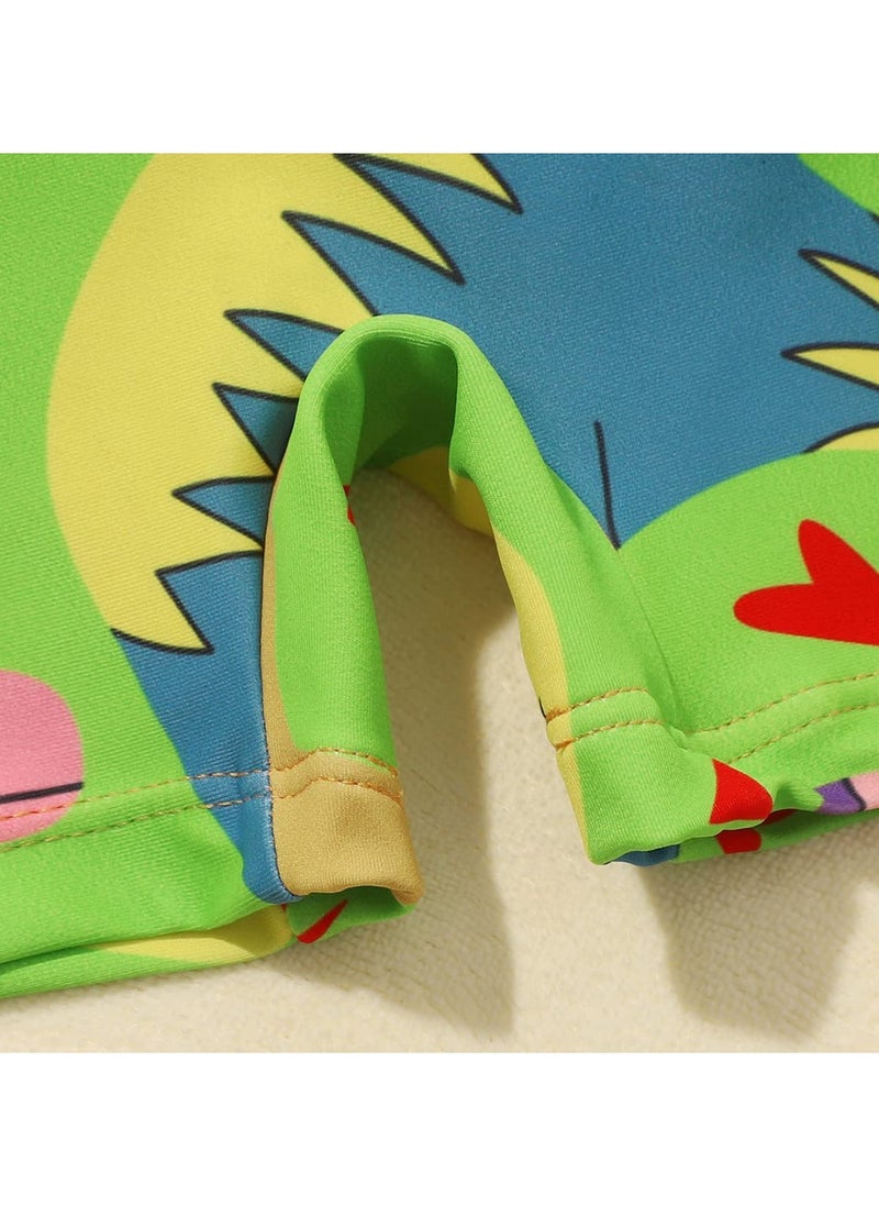 SYOSI - Kids Baby One-Piece Floatation Swimsuit Float Suit with Adjustable Buoyancy Bathing Suit Cartoon Short Sleeve Swimwear Jumpsuit(3-4 Years, Orange Green) - Image 1
