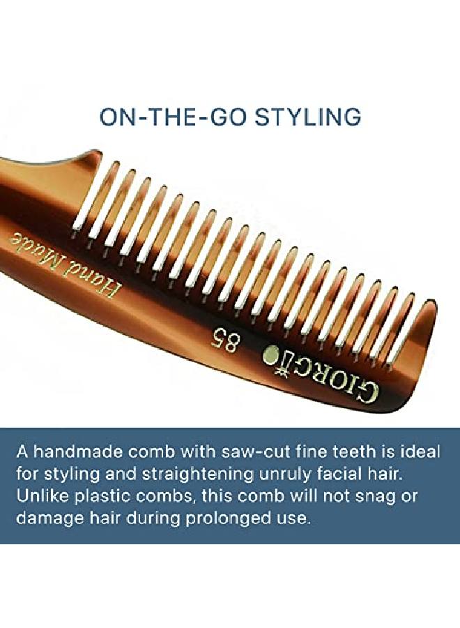 Giorgio G85 Travel Size Mustache And Beard Comb For Men Small Fine Tooth Pocket Comb For Everyday Hair Care Sawcut And Hand Polished Pocket Comb And Styling Comb Italian Handmade Tortoise Comb - Image 4