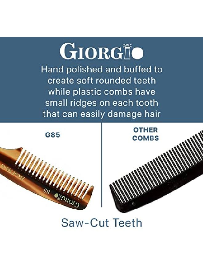 Giorgio G85 Travel Size Mustache And Beard Comb For Men Small Fine Tooth Pocket Comb For Everyday Hair Care Sawcut And Hand Polished Pocket Comb And Styling Comb Italian Handmade Tortoise Comb - Image 5