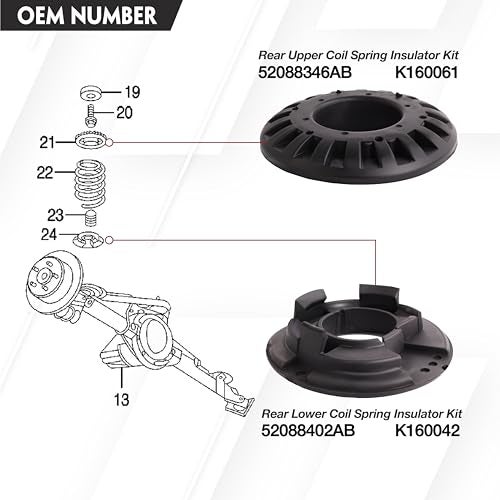 SUSUPACI 4 PCS Rear Upper and Lower Coil Spring Insulator Kit Compatible with Jeep Grand Cherokee WJ/WG 1999-2004 Spring Isolator Kit Rubber Set Repacle for 52088346AB 52088402AB - Image 3