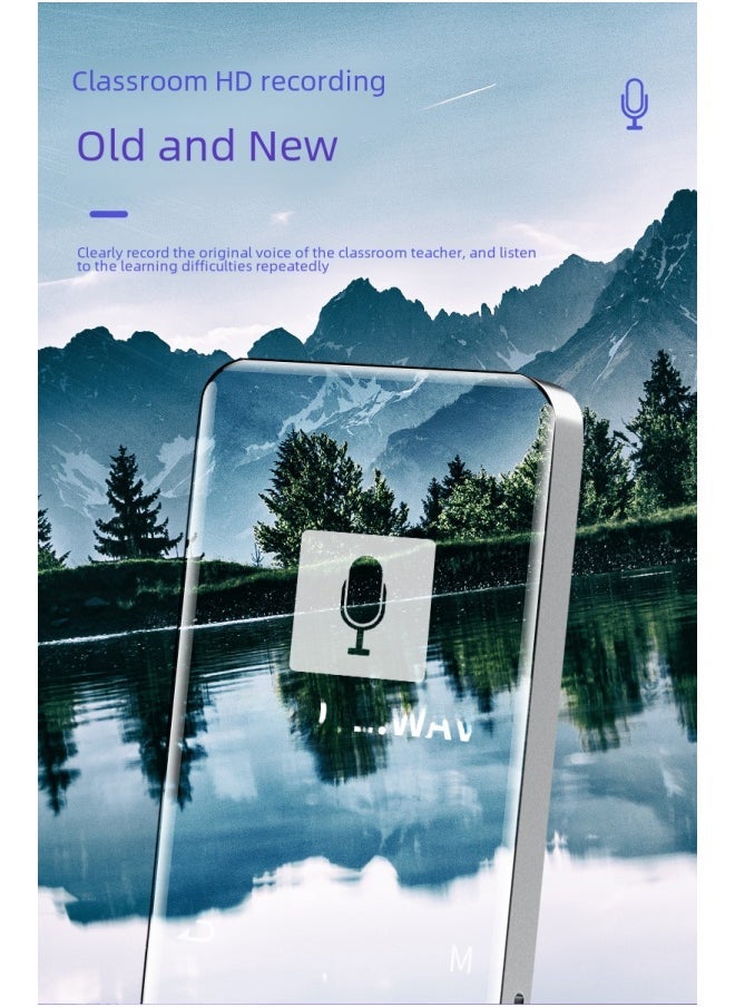 Metal Touch Bluetooth Mp3 Player Student Version Lossless Music Player Recording Card Insertion External Speaker Mp4-Body Color:Silver + Bluetooth + Voice Dictionary-Memory Capacity:16GB + Full Set - Image 5