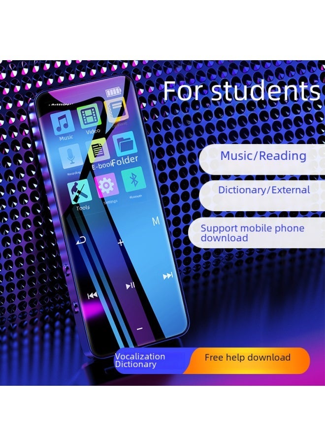 Metal Touch Bluetooth Mp3 Player Student Version Lossless Music Player Recording Card Insertion External Speaker Mp4-Body Color:Silver + Bluetooth + Voice Dictionary-Memory Capacity:16GB + Full Set - Image 2