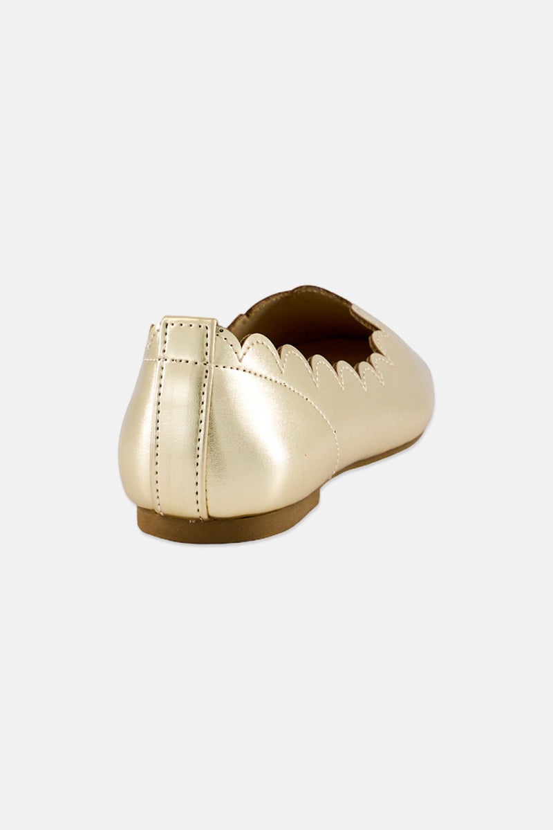 Jessica Simpson Kids Girl Amy Scallop Slip On Metallic Flats, Gold - Image 2