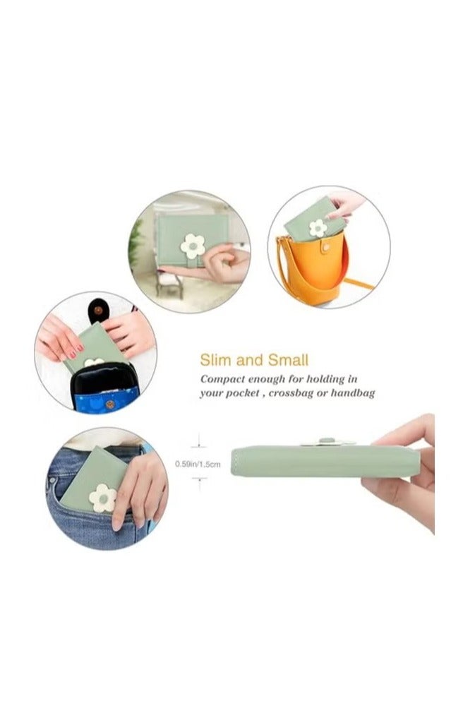 Leather RFID Blocking Small Trifold Wallets for Women - Image 3