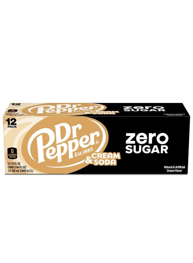 DR PEPPER and Cream Soda Zero Sugar, 12 fl oz cans, 12 pack - Image 4