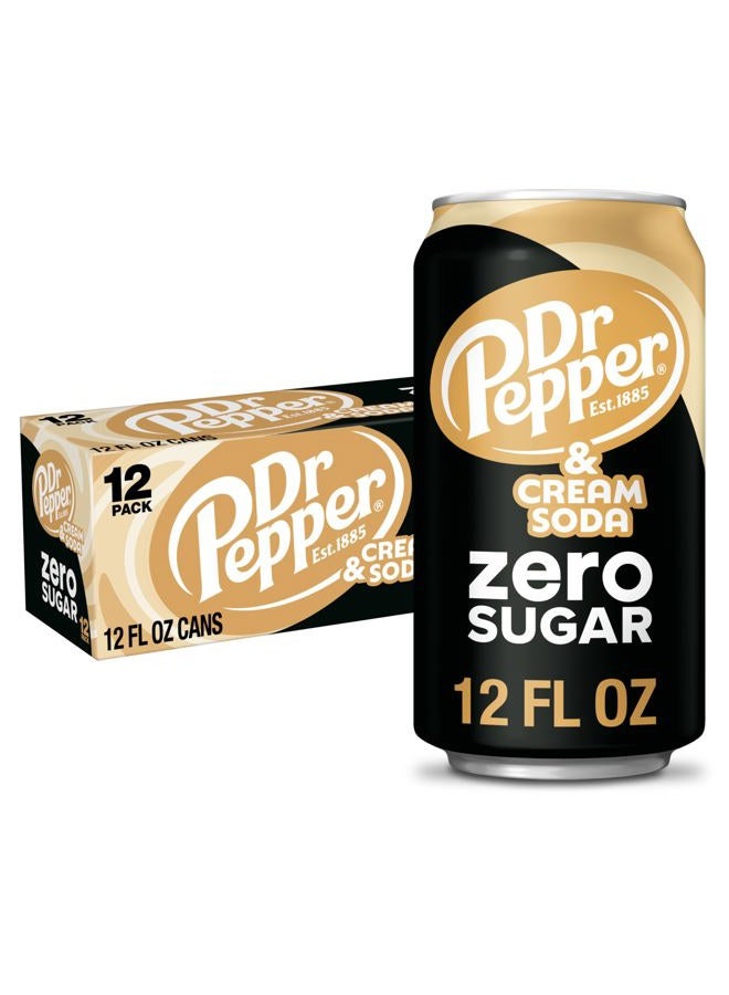 DR PEPPER and Cream Soda Zero Sugar, 12 fl oz cans, 12 pack - Image 1
