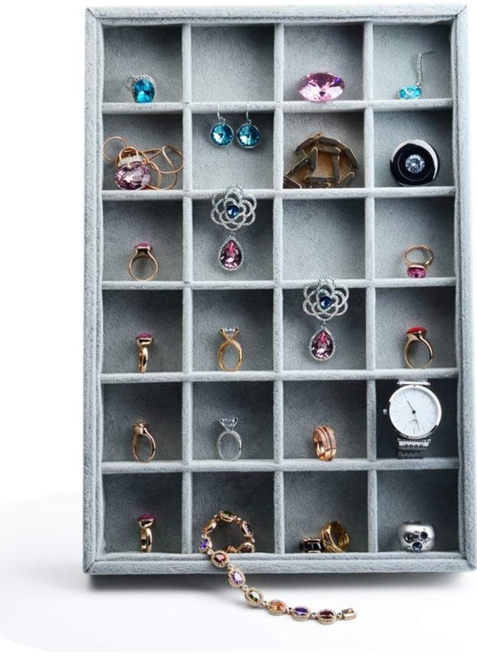 ALCOACH - Drawer for organizing jewelry with a 24-slot grid system gray - Image 1