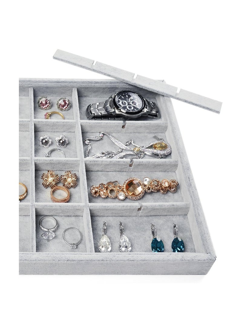ALCOACH - Drawer for organizing jewelry with a 24-slot grid system gray - Image 1