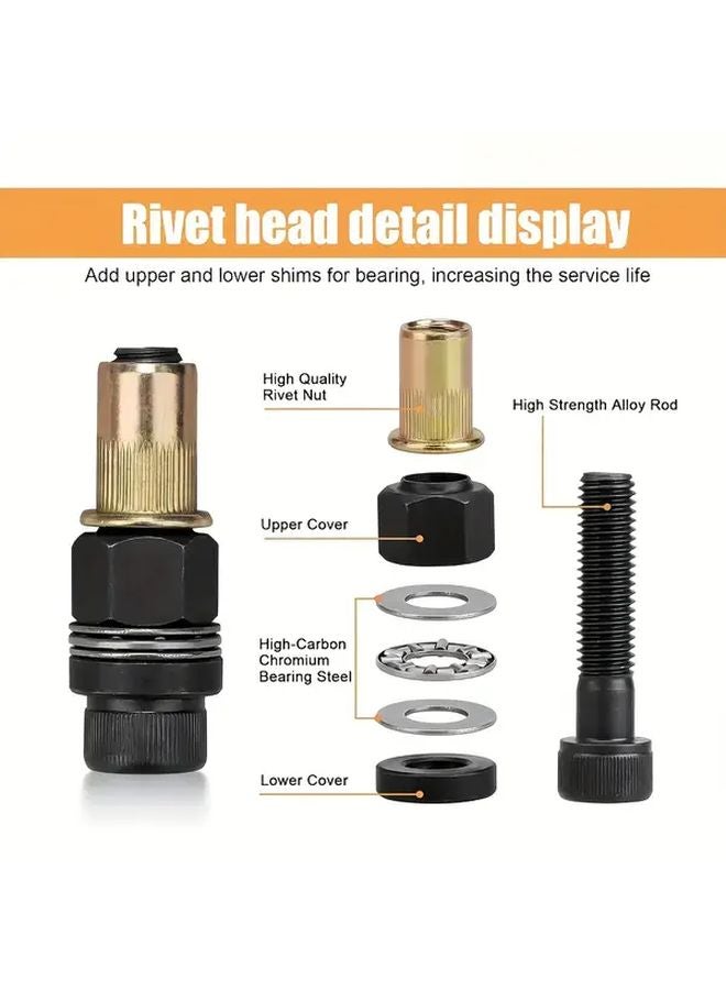 7PCS Manual Rivet Gun Set Heavy Duty Ergonomic Handheld Nut Tool for Metalworkers - Image 4