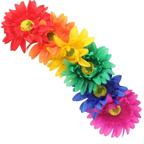 DDazzling Sunflower crown Boho crown Sunflower headband Flower Hair Accessory (Rainbow) - Image 4