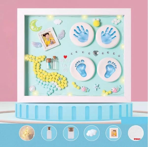 Koochie-Koo Personalized Baby Hand and Footprint Frame Set for Preserving Memories, Cherished Moments Keepsake Kit for Newborns, Green, 0-2 Years (Set of 1) - Image 5