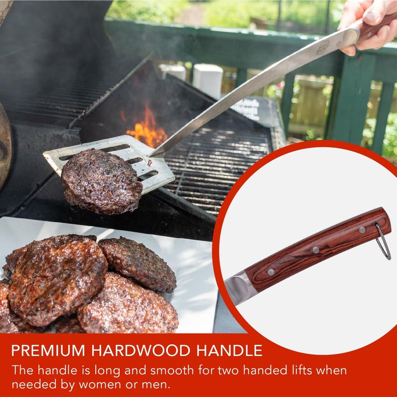 Grille Perfect Grill Spatula 24-inch Super Long for Grilling Barbecue Griddle and Fire Pit Extra Strong Curved Neck Premium Hardwood Handle Large Stainless Steel Blade For BBQ Outdoor Kitchen and Grilled Food - Image 3