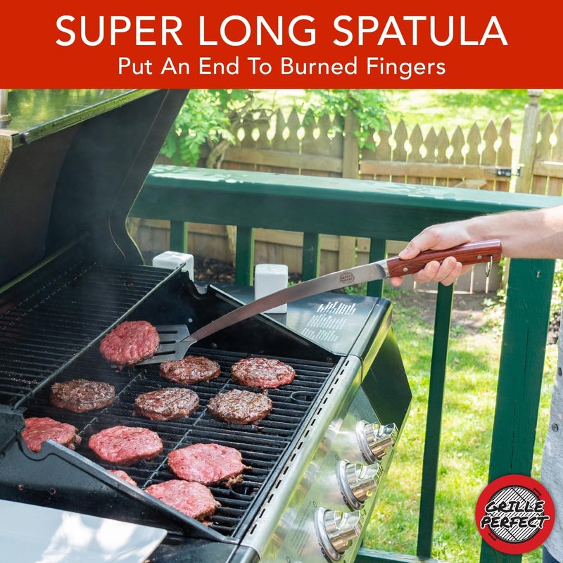 Grille Perfect Grill Spatula 24-inch Super Long for Grilling Barbecue Griddle and Fire Pit Extra Strong Curved Neck Premium Hardwood Handle Large Stainless Steel Blade For BBQ Outdoor Kitchen and Grilled Food - Image 5