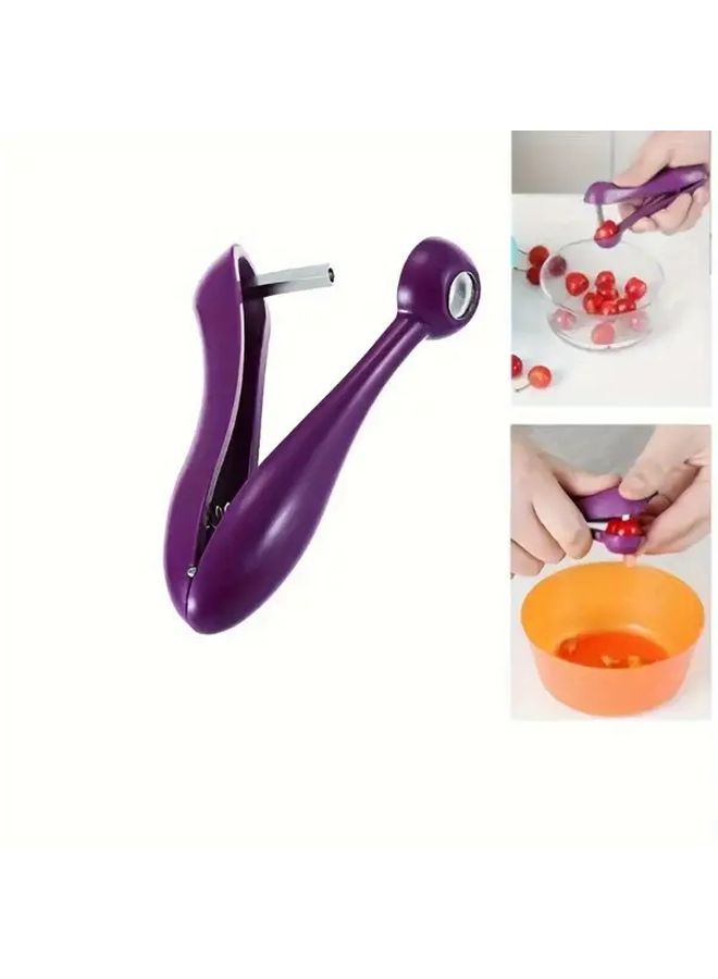 Purple Cherry And Olive Pitter Fruit Seed Remover Kitchen Tool - Image 5