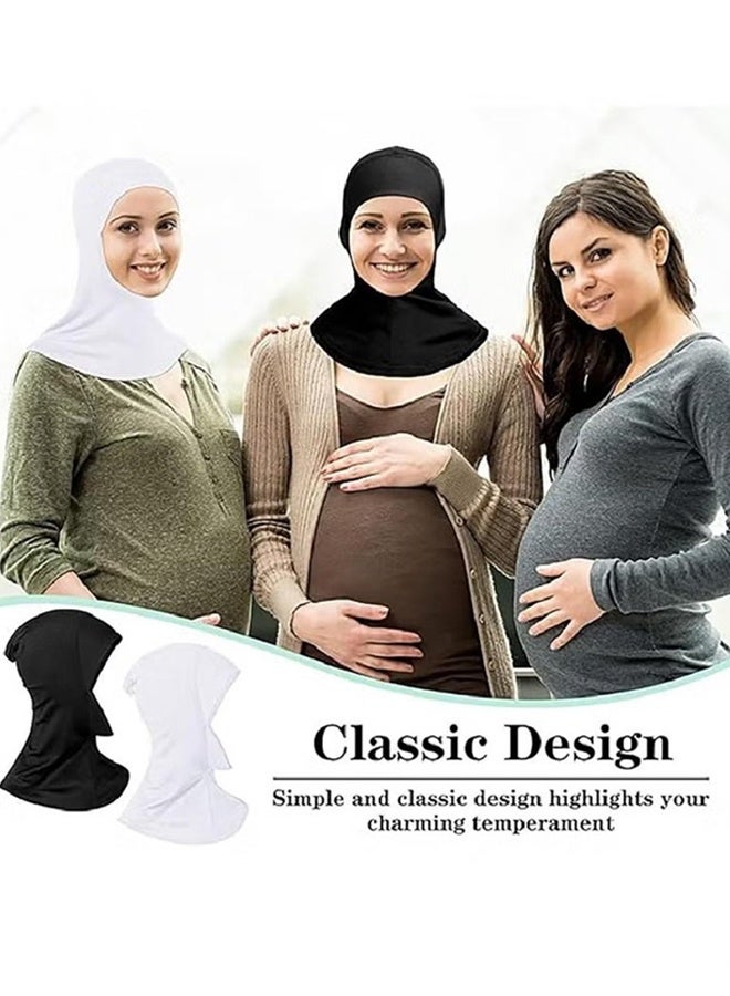 2 Pcs Muslim Hijab, Adjustable Stretchy Turban Full Cover, for Daily Wearing and Workout（Black and White） - Image 3