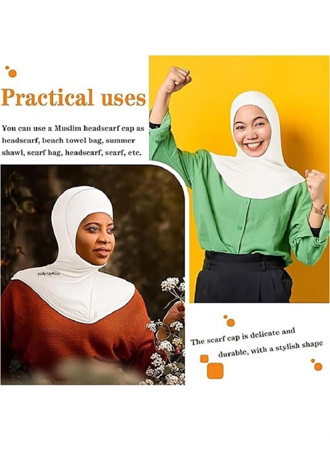 2 Pcs Muslim Hijab, Adjustable Stretchy Turban Full Cover, for Daily Wearing and Workout（Black and White） - Image 5