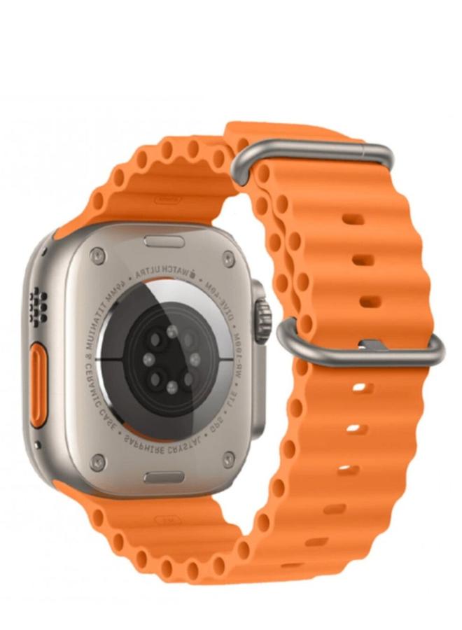 بروماس سوار سيليكون أصلي متوافق مع ساعة Apple Watch Ultra مقاس 42 مم/44 مم/45 مم/49 مم باللون البرتقالي - Image 4