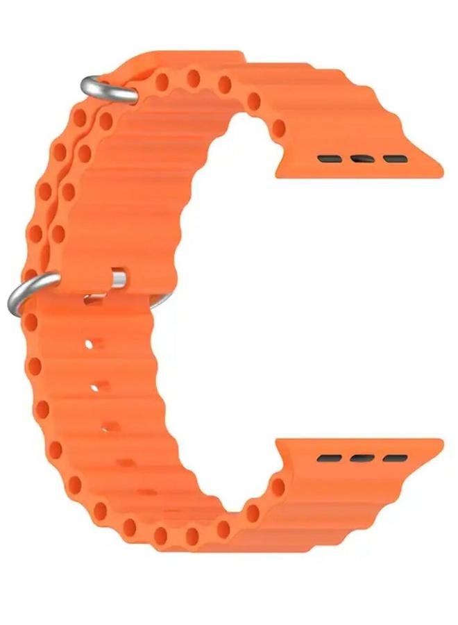 بروماس سوار سيليكون أصلي متوافق مع ساعة Apple Watch Ultra مقاس 42 مم/44 مم/45 مم/49 مم باللون البرتقالي - Image 3