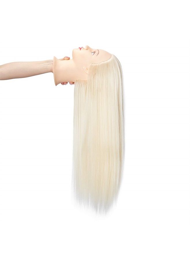 Hairingrid 26"-28" Mannequin Head Hair Styling Training Head Manikin Cosmetology Doll Head Synthetic Fiber Hair and Free Clamp Holder (Blonde) - Image 4