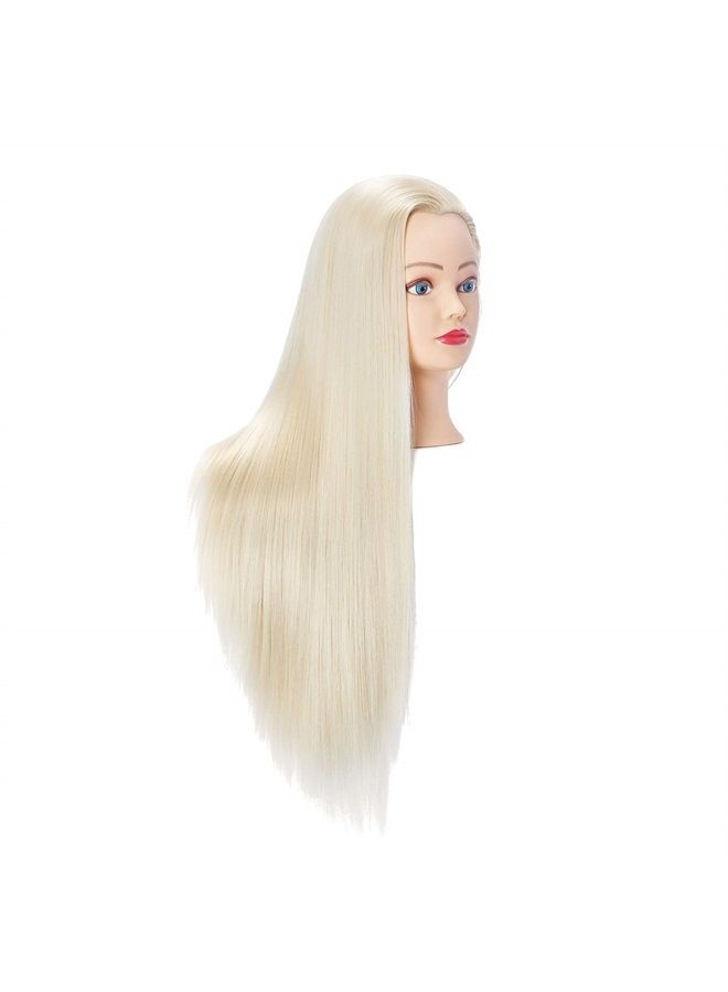 Hairingrid 26"-28" Mannequin Head Hair Styling Training Head Manikin Cosmetology Doll Head Synthetic Fiber Hair and Free Clamp Holder (Blonde) - Image 2