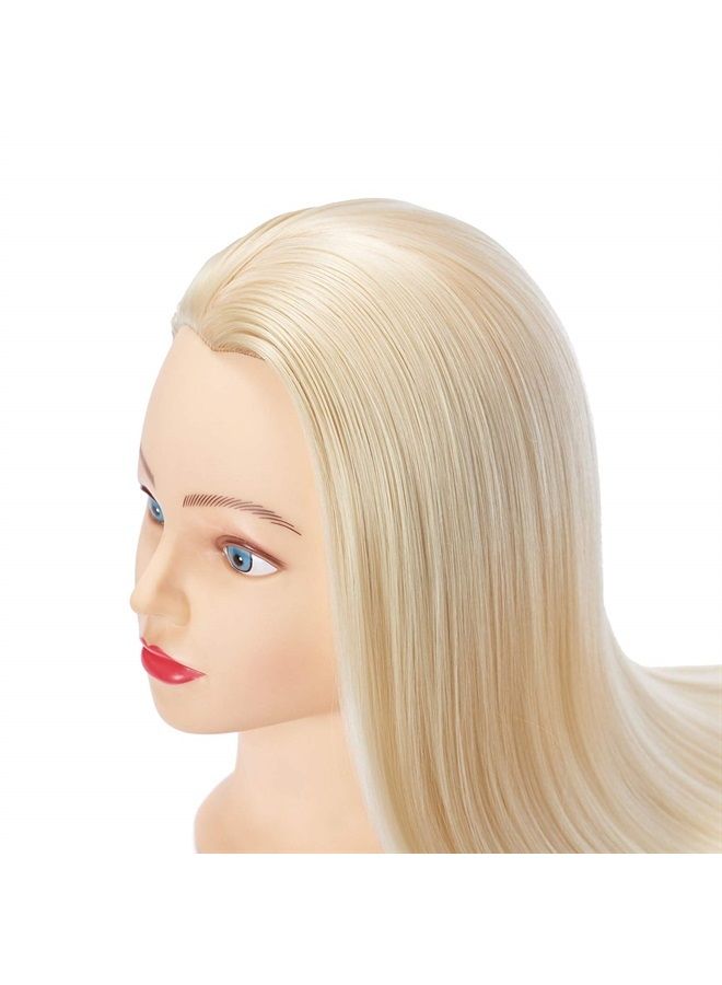 Hairingrid 26"-28" Mannequin Head Hair Styling Training Head Manikin Cosmetology Doll Head Synthetic Fiber Hair and Free Clamp Holder (Blonde) - Image 3