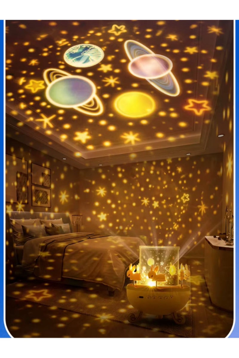 Projector Night Light Rotating Educational for Kids Bluetooth Speaker Roaming Moon Star Lighted Tale - Image 1