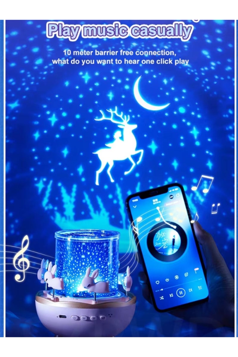 Projector Night Light Rotating Educational for Kids Bluetooth Speaker Roaming Moon Star Lighted Tale - Image 2