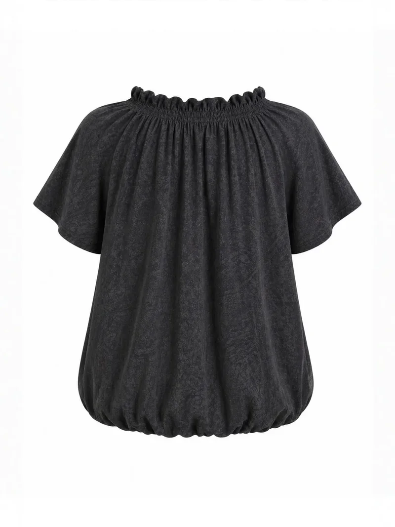 Mixray Black MIXRAY Paisley Print Crew Neck Blouse with Tie Detail for Women | Best Price UAE