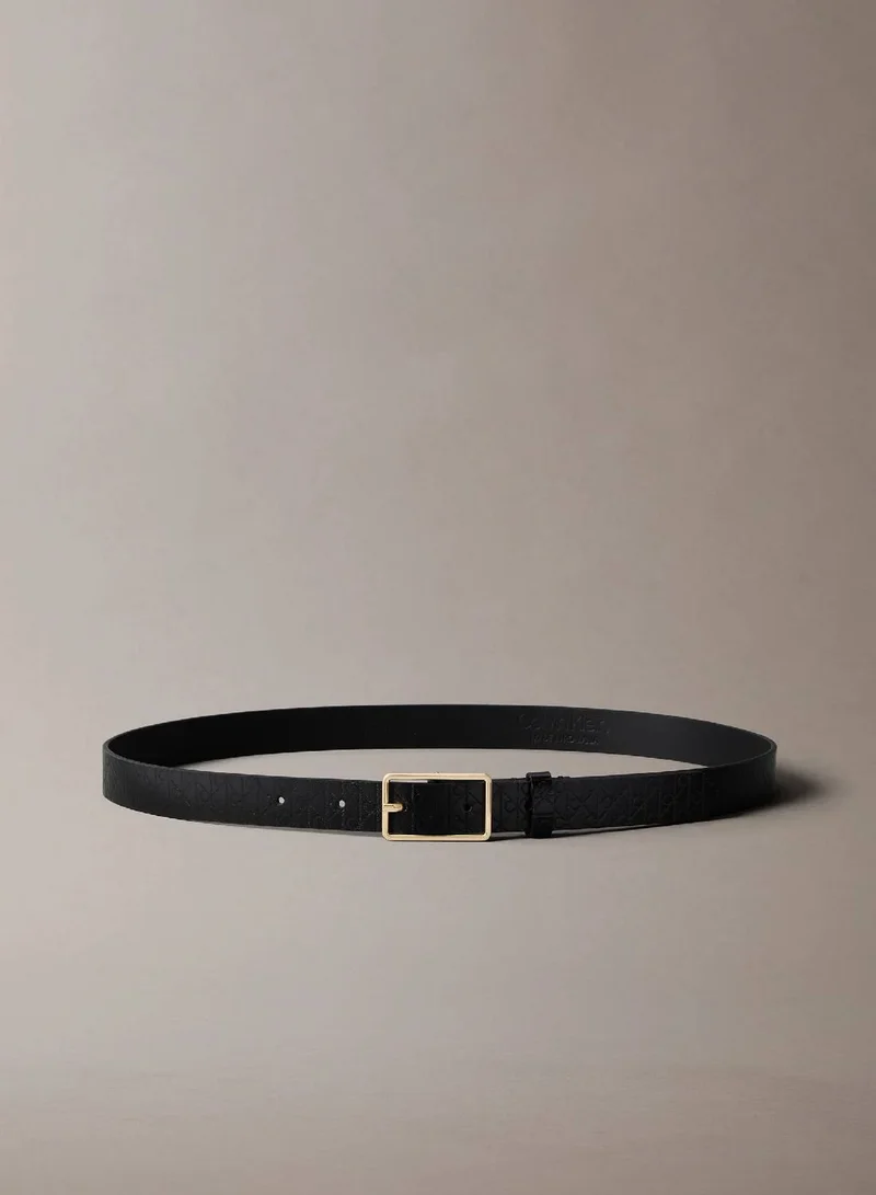 Calvin Klein BLACK/ ANTIQUE LIGHT GOLD Full Grain Leather Belt for Women | Best Price UAE