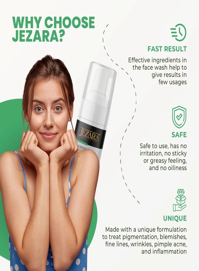 JEZARA غسول الوجه الرغوي جيزارا بحمض الساليسيليك 2% | يقلل من حب الشباب والبثور والبقع الداكنة | يمنع ظهور البثور ويلطف البشرة | للنساء والرجال | 100 مل - Image 2