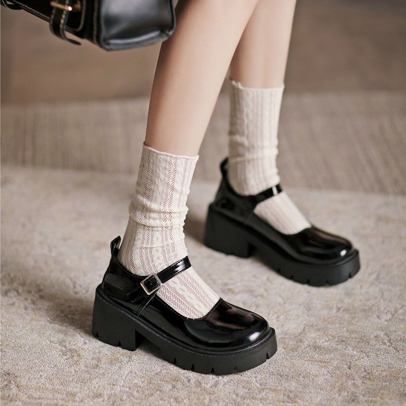 2024 Lolita Mary Jane Pumps Retro Plateau Black