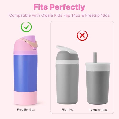 Diumepo Silicone Boot for Owala 16oz Water Bottle, Anti-Slip Protective Sleeve Bottom Bumper Protector for Owala Kids and FreeSip 16 oz Water Bottle, BPA Free（Pink） - Image 3