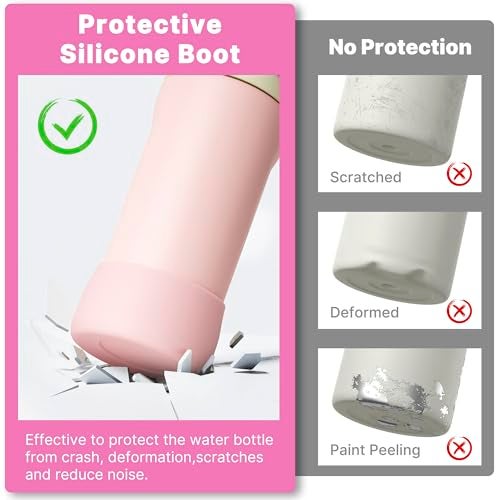 Diumepo Silicone Boot for Owala 16oz Water Bottle, Anti-Slip Protective Sleeve Bottom Bumper Protector for Owala Kids and FreeSip 16 oz Water Bottle, BPA Free（Pink） - Image 4