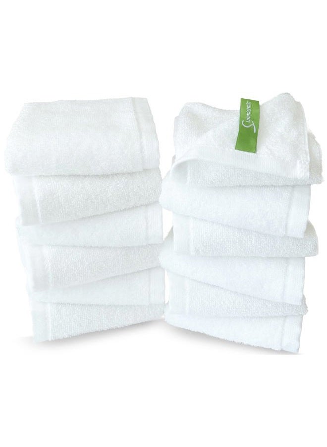 SUMMERMIA 12 Pack Washcloths 13" x 13" - Soft Wash Cloths for Your Face Towel, Viscose derived from Bamboo & Cotton Blend Wash Cloths for Your Body (White) - Image 1