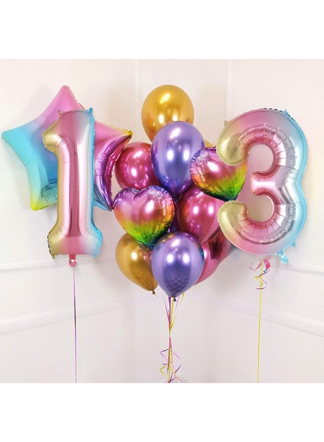 40 Inch Rainbow Foil Number Balloons 0-9, Large Self-Sealing Helium Balloons for Birthday Parties, Reusable Number Balloons for 1st 10th 16th 18th 21st Anniversary Decorations (3) - Image 3