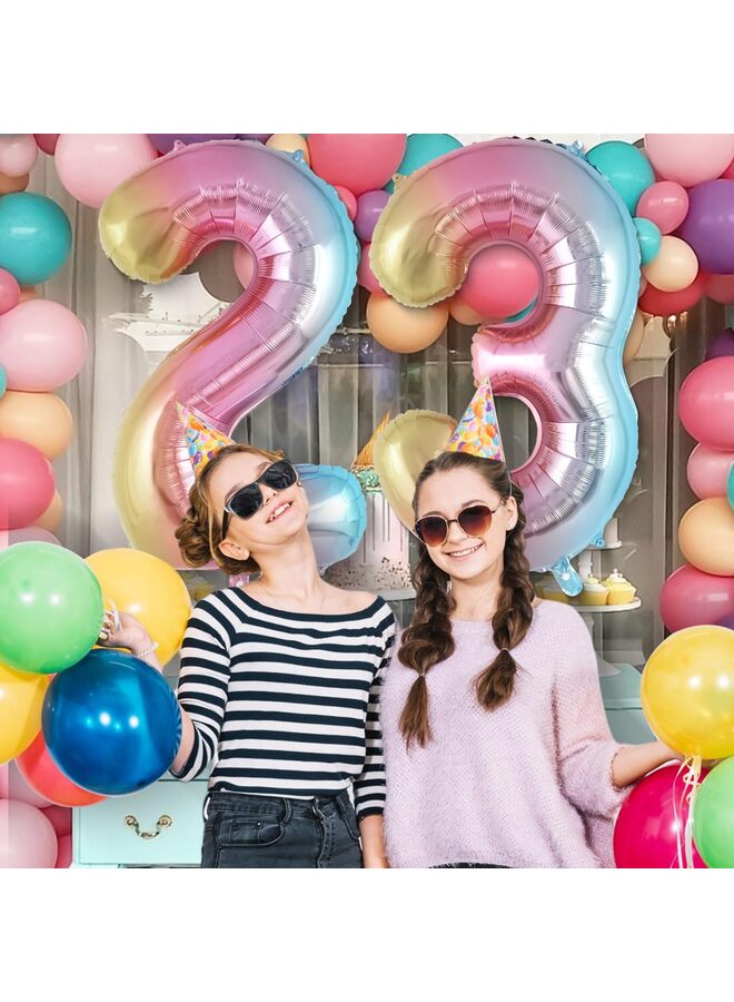 40 Inch Rainbow Foil Number Balloons 0-9, Large Self-Sealing Helium Balloons for Birthday Parties, Reusable Number Balloons for 1st 10th 16th 18th 21st Anniversary Decorations (3) - Image 5