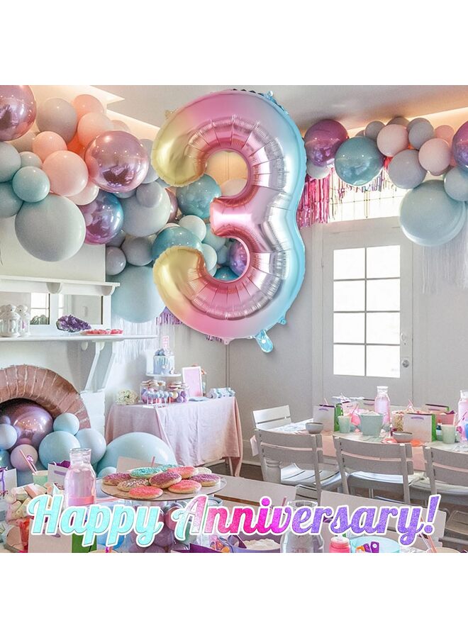 40 Inch Rainbow Foil Number Balloons 0-9, Large Self-Sealing Helium Balloons for Birthday Parties, Reusable Number Balloons for 1st 10th 16th 18th 21st Anniversary Decorations (3) - Image 4