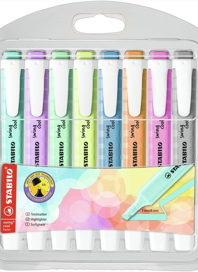 STABILO Swing Cool Highlighter Set, Set of 8, Fluorescent/Pastel  - Image 1