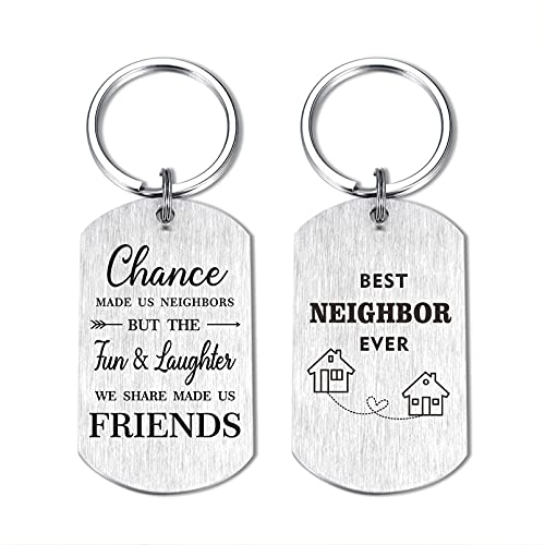 DEGASKEN Gifts for Neighbor Moving Away Goodbye Leaving, Chance Made Us Neighbors Friend Gifts Ideas Keychain - Image 1