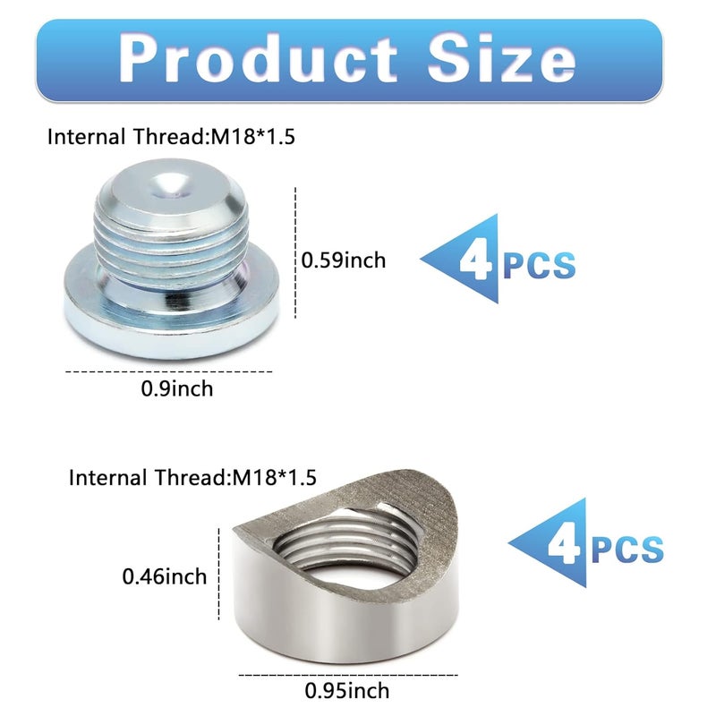 LEDAUT M18X1.5 Bung and Plug Notched Style (4 Bungs/ 4 Plugs) M18X1.5 - Image 2