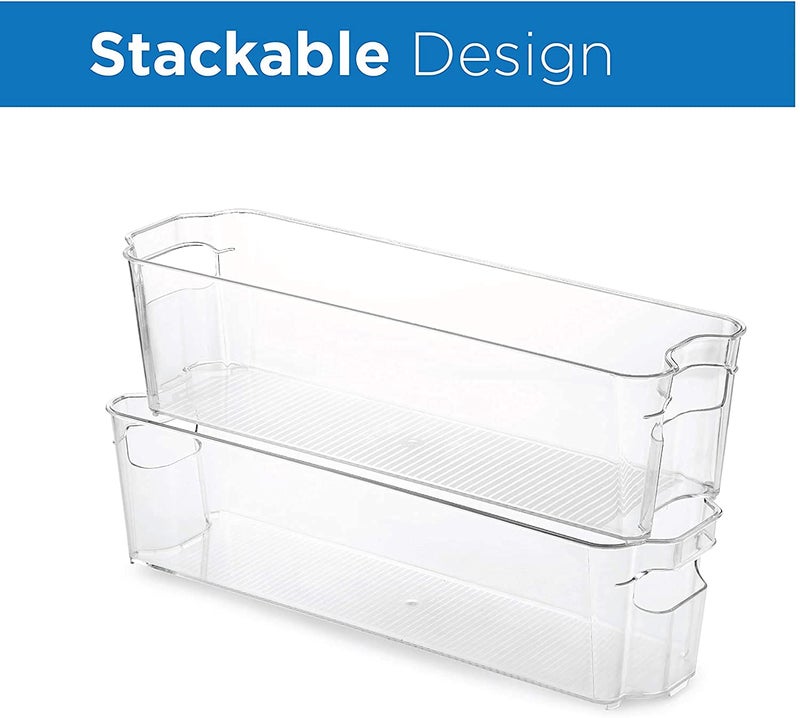GA-DE GADE Stackable Fridge Organizers for Freezer, Kitchen, Countertops, Cabinets - Clear Plastic Pantry Storage Rack | Pack of 2, L-33 cm x W-10 cm x H-9.5 cm - Image 4