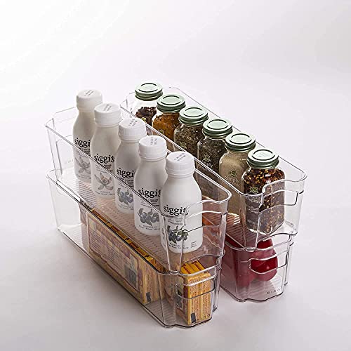 GA-DE GADE Stackable Fridge Organizers for Freezer, Kitchen, Countertops, Cabinets - Clear Plastic Pantry Storage Rack | Pack of 2, L-33 cm x W-10 cm x H-9.5 cm - Image 1